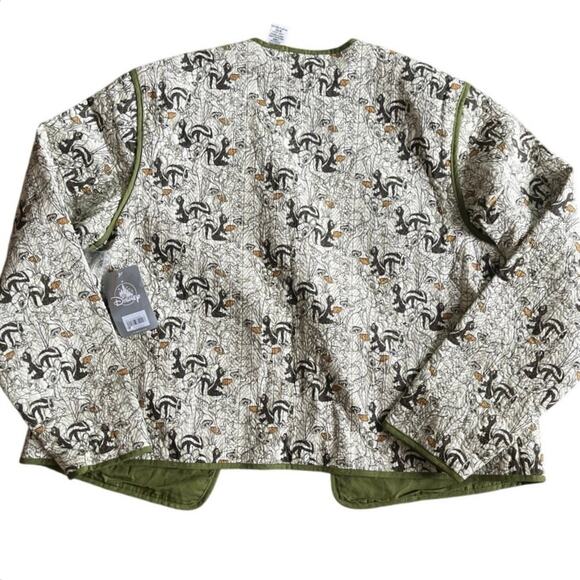 NWT Disney 100% Cotton Bambi Thumper Green Quilted Bomber Cottage Jacket (L) - Picture 4 of 6